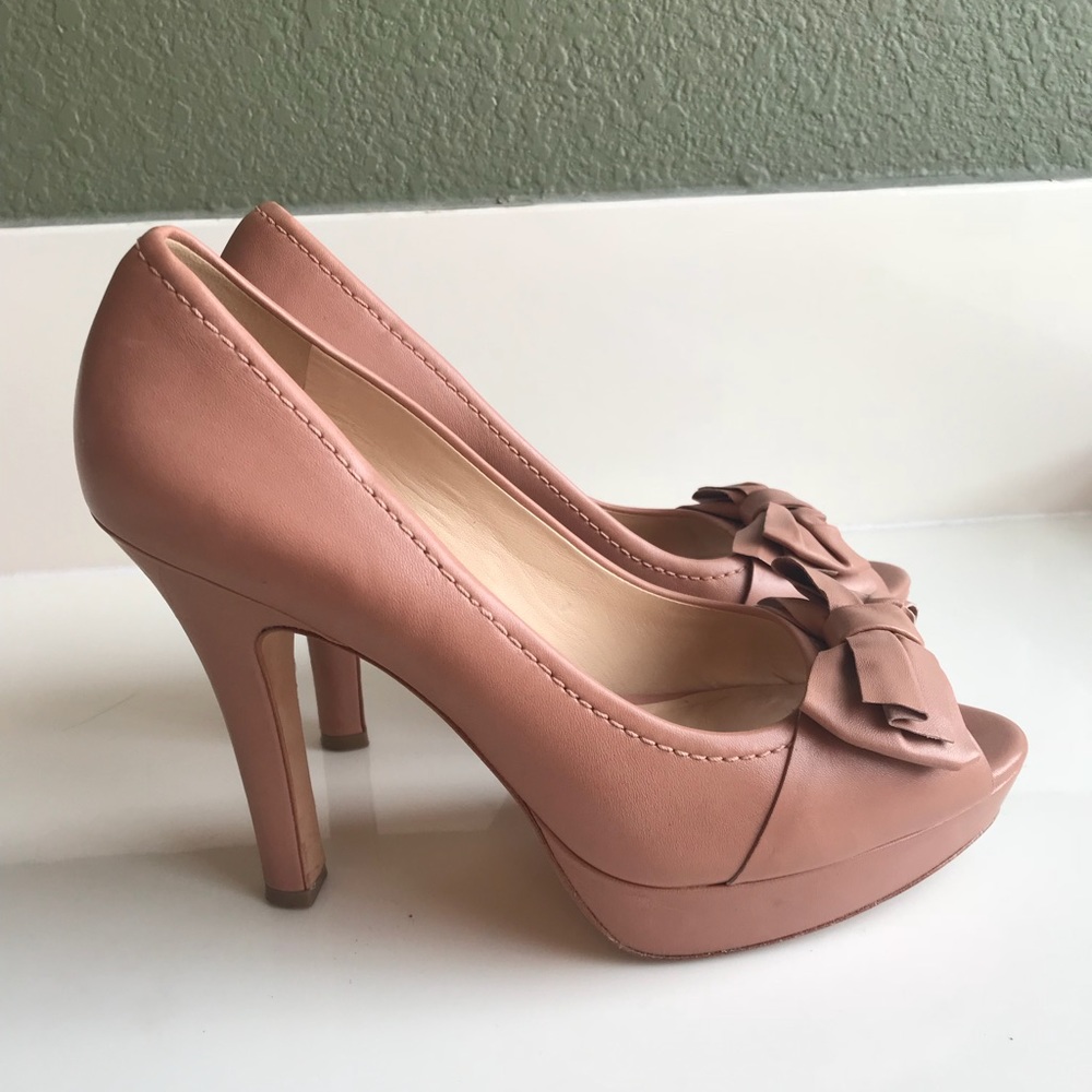 Talbot's Platform Peep Toe Learher Pumps Pink SZ 8